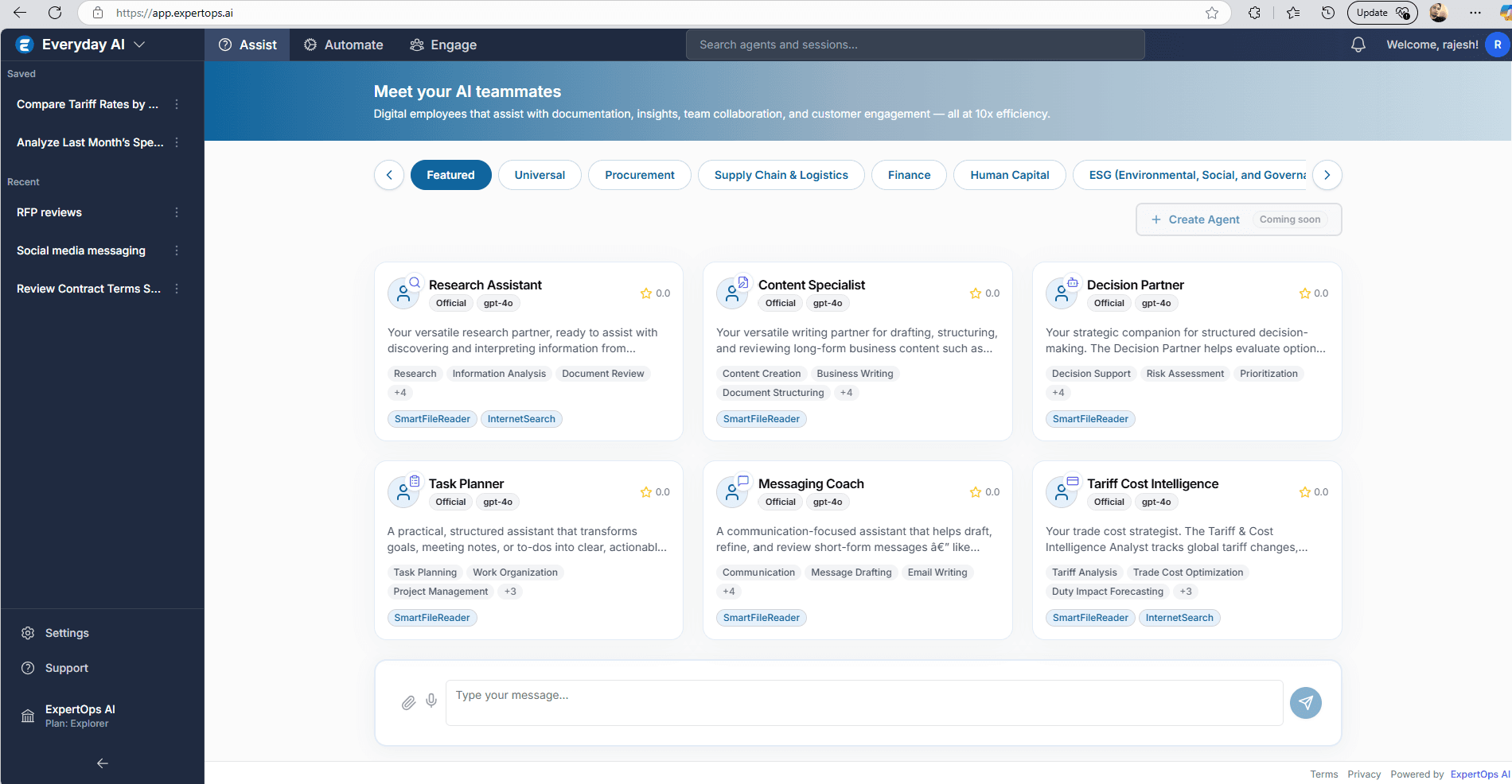 ExpertOps AI Platform Interface